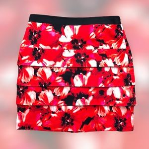 Tiered Larry Levine Floral Skirt